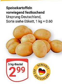 Speisekartoffeln vorwiegend festkochend