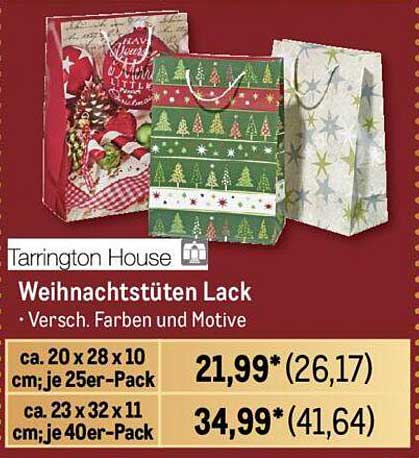 Tarrington House Weihnachtsstüten Lack