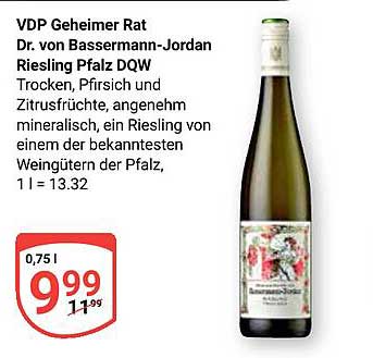 VDP Geheimer Rat Dr. von Bassermann-Jordan Riesling Pfalz DQW