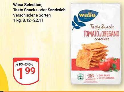 Wasa Selection, Tasty Snacks oder Sandwich