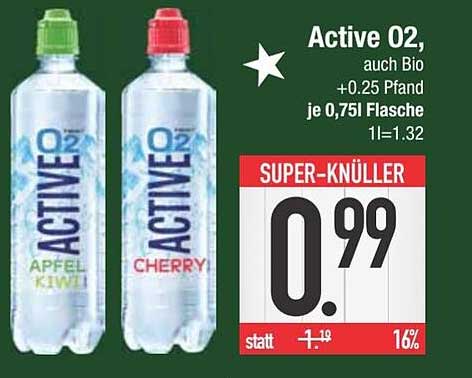 Active O2 Apfel Kiwi und Active O2 Cherry