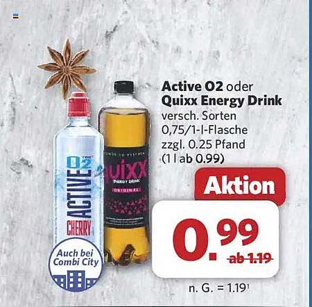 Active O2 oder Quixx Energy Drink