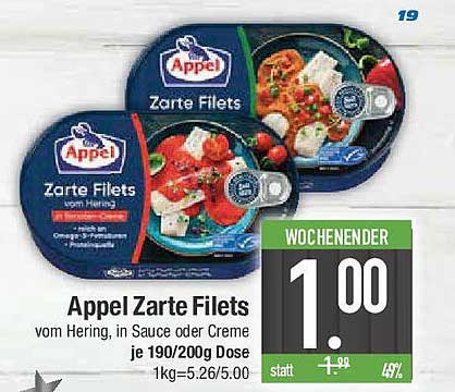 Appel Zarte Filets vom Hering, in Sauce oder Creme