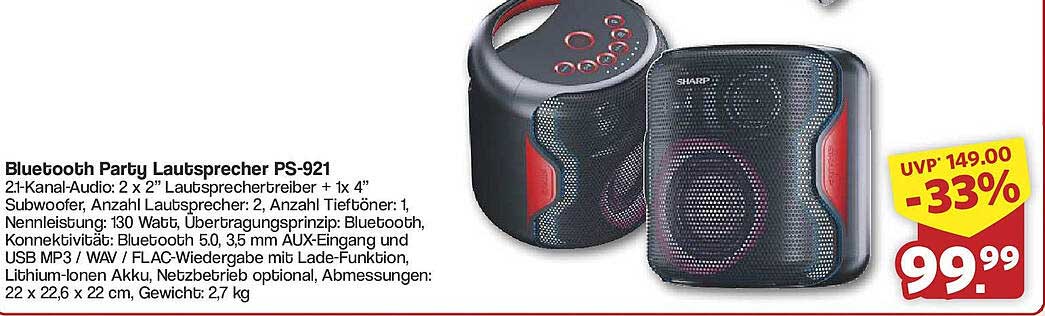 Bluetooth Party Lautsprecher PS-921