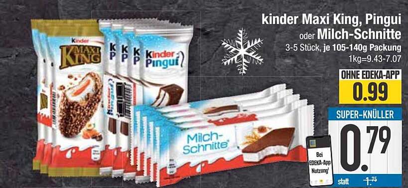 kinder Maxi King, Pingui oder Milch-Schnitte