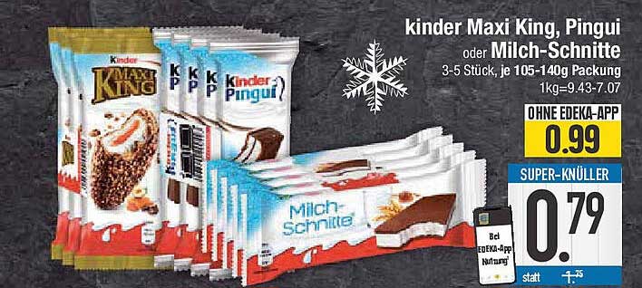 kinder Maxi King, Pingui oder Milch-Schnitte