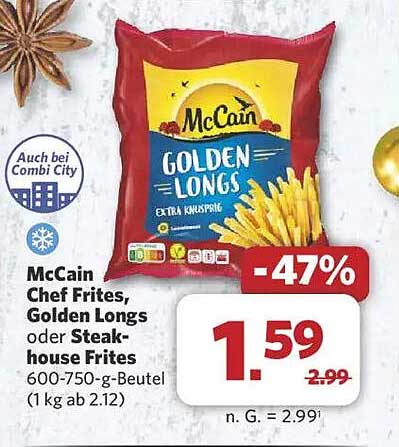 McCain Chef Frites, Golden Longs oder Steakhouse Frites