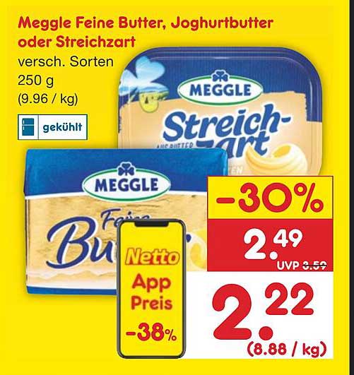 Meggle Feine Butter, Jogurtbutter oder Streichzart