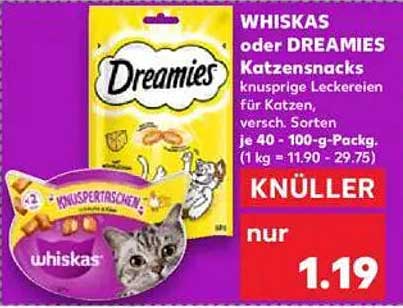 WHISKAS oder DREAMIES Katzensnacks