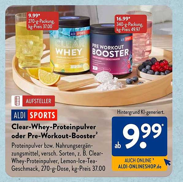 Clear-Whey-Proteinpulver oder Pre-Workout-Booster