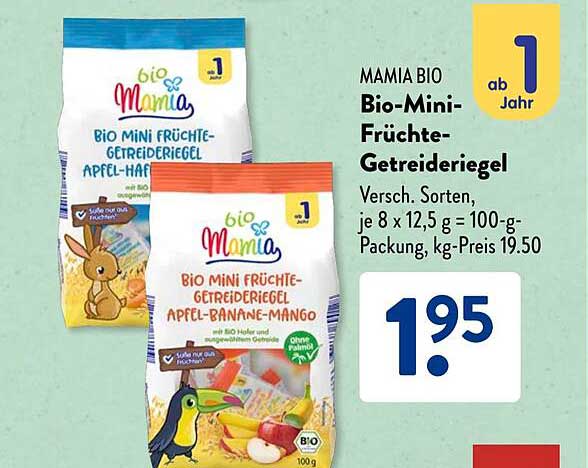 MAMIA BIO Bio-Mini-Früchte-Getreideriegel