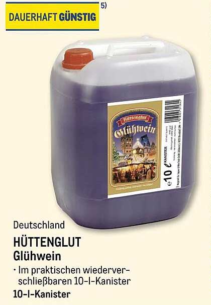 HÜTTENGLUT Glühwein 10-I-Kanister