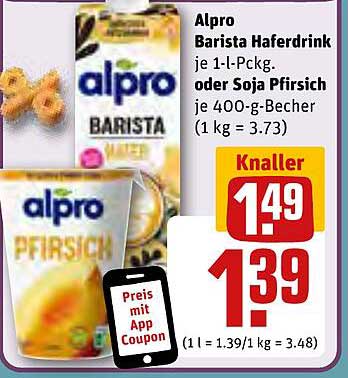 Alpro Barista Haferdrink oder Soja Pfirsich