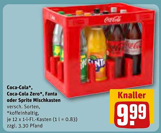 Coca-Cola*, Coca-Cola Zero*, Fanta oder Sprite Mischkasten