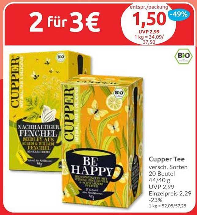 Cupper Tee Nachhaltiger Fenchel und Be Happy