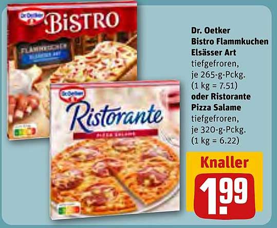 Dr. Oetker Bistro Flammkuchen Elsaßer Art oder Ristorante Pizza Salame