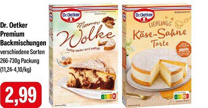 Dr. Oetker Marmorkuchen  
Dr. Oetker Lieblings Käse-Sahne Torte