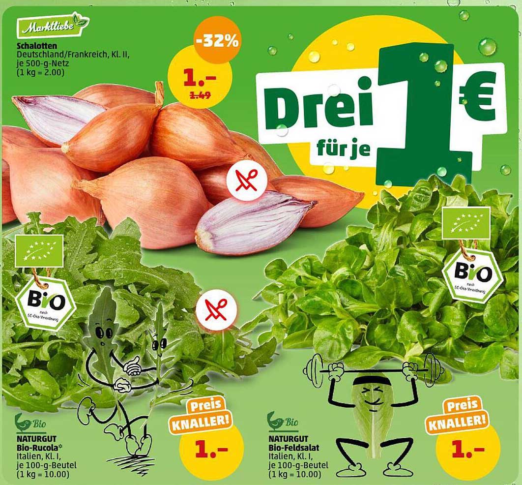 Drei für je 1 €