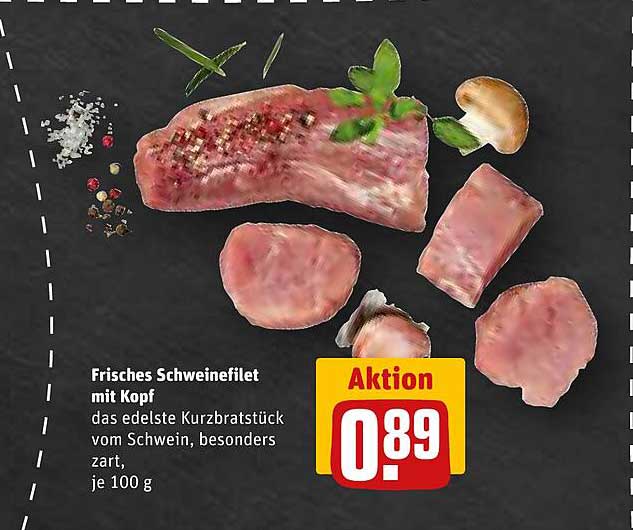 Frisches Schweinefilet mit Kopf