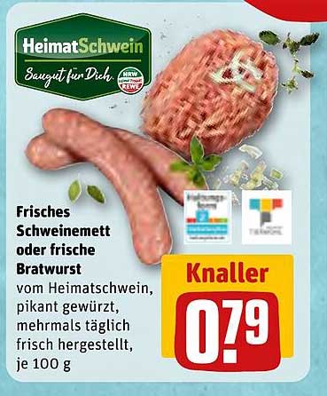 Frisches Schweinemett oder frische Bratwurst