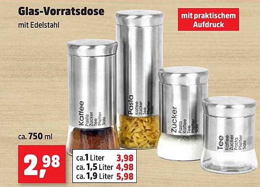 Glas-Vorratsdose mit Edelstahl