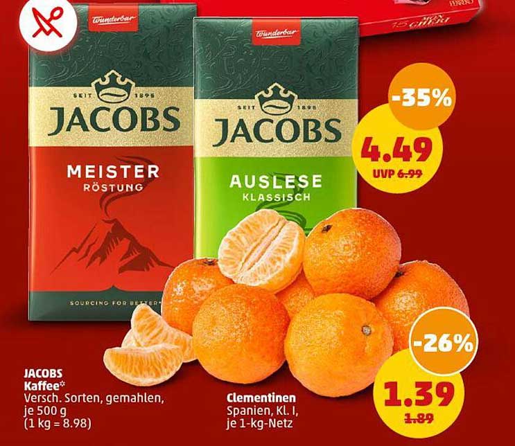 JACOBS MEISTER RÖSTUNG  
JACOBS AUSLESE KLASSISCH  
Clementinen