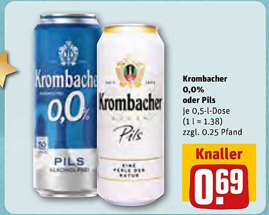 Krombacher 0,0% oder Pils