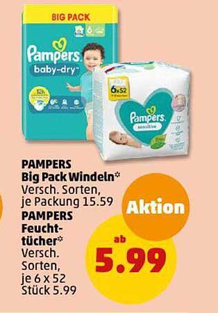 PAMPERS Big Pack Windeln  
PAMPERS Feuchttücher  