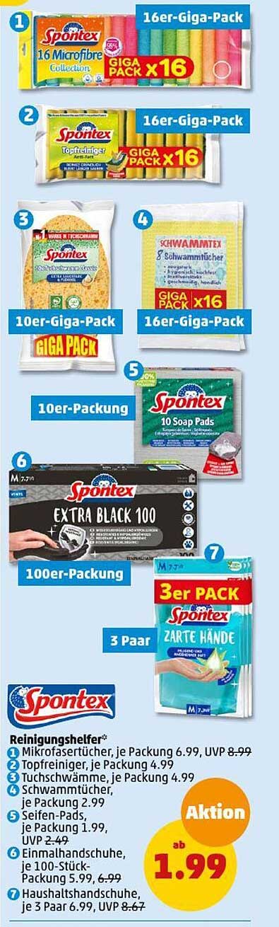 Spontex 16 Microfibre Collection  
Spontex 16 Topfreiniger  
Spontex 10 Tuchschwämme  
Spontex 10 Soap Pads  
Spontex EXTRA BLACK 100  
Spontex Zarte Hände  