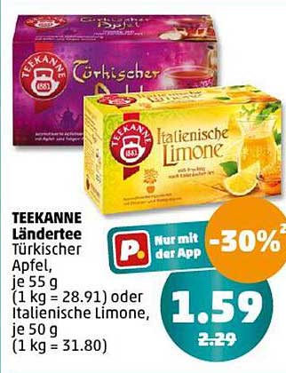 TEEKANNE Ländertee Türkischer Apfel, je 55 g oder Italienische Limone, je 50 g