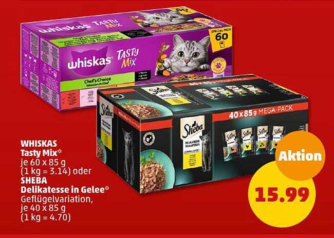 WHISKAS Tasty Mix* oder SHEBA Delikatesse in Gelee*