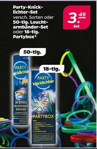 Party-Knicklichter-Set oder 50-tlg. Leuchtarmbänder-Set oder 18-tlg. Partybox*