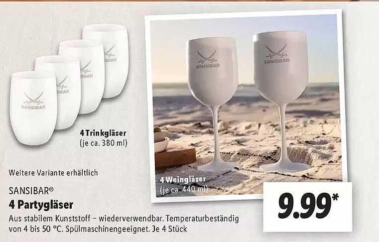 SANSIBAR® 4 Partygläser