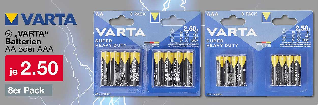 „VARTA“ Batterien AA oder AAA