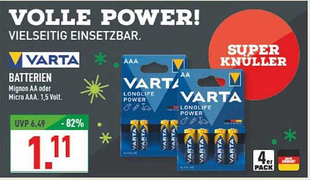 VARTA LONGLIFE POWER BATTERIEN