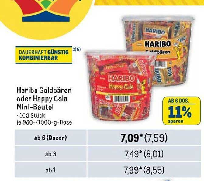 Haribo Goldbären oder Happy Cola Mini-Beutel