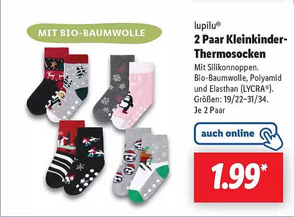 2 Paar Kleinkinder-Thermosocken