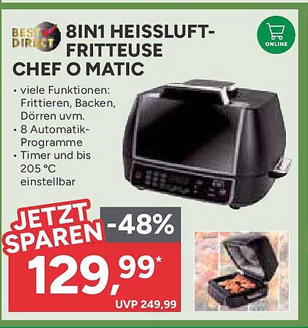 8IN1 HEISSLUFT-FRITTEUSE CHEF O MATIC