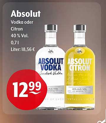 Absolut Vodka oder Citron