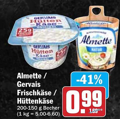 Almette / Gervais Frischkäse / Hüttenkäse