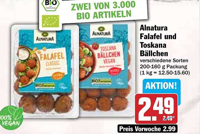 Alnatura Falafel und Toskana Bällchen