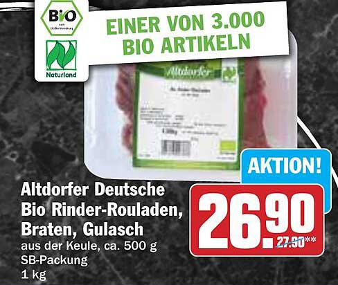 Altdorfer Deutsche Bio Rinder-Rouladen, Braten, Gulasch