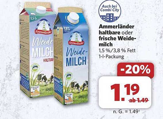 Ammerländer haltbare oder frische Weide-Milch