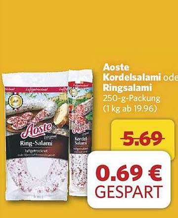 Aoste Kordelsalami oder Ringsalami