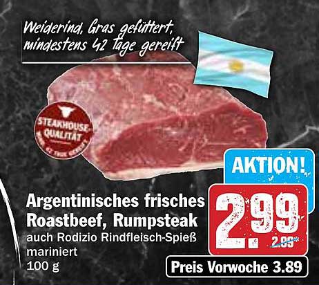 Argentinisches frisches Roastbeef, Rumpsteak