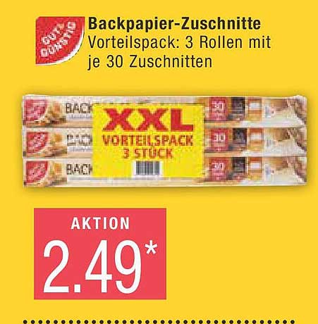 Backpapier-Zuschnitte