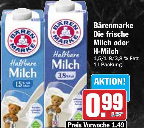 Bärenmarke Die frische Milch oder H-Milch