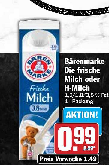 Bärenmarke Die frische Milch oder H-Milch