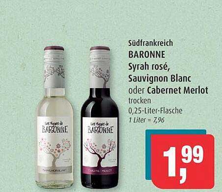 BARONNE Syrah rosé, Sauvignon Blanc oder Cabernet Merlot trocken