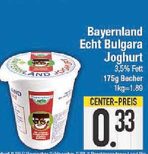 Bayernland Echt Bulgara Joghurt